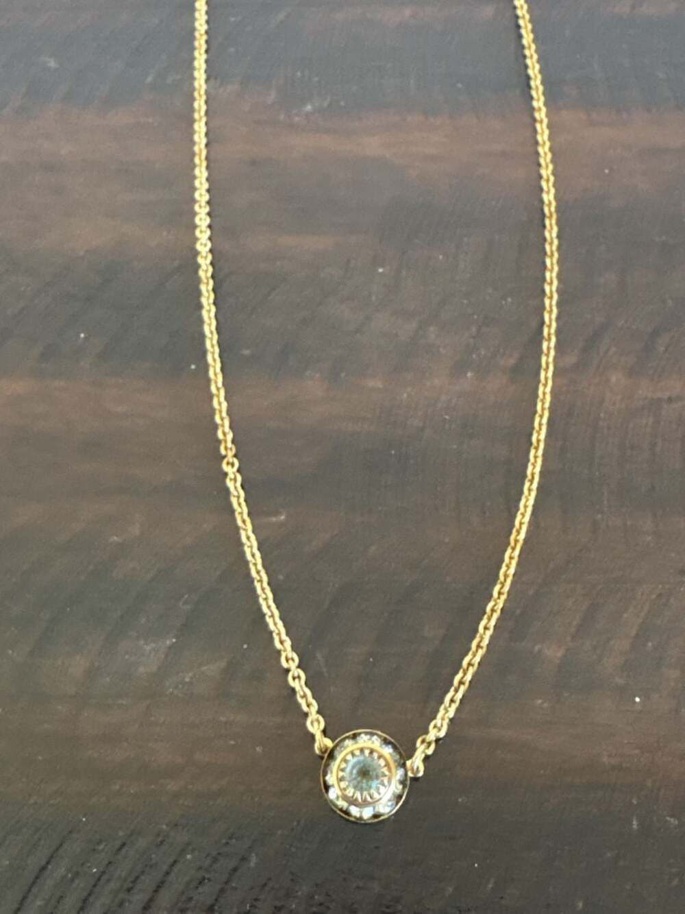 Roberta Chiarella Gold Tone Crystal Bezel Pendant Necklace